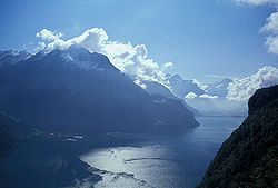 Udsigt fra Seelisberg ved Urnersee, mod Flüelen