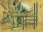 Şöminenin yanında oturan köylüler ('Yıpranmış'), (F863, JH34), suluboya, 1881, P. and N. de Boer Foundation, Amsterdam[11]