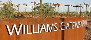 English: Entrance to Williams Gateway Airport ...