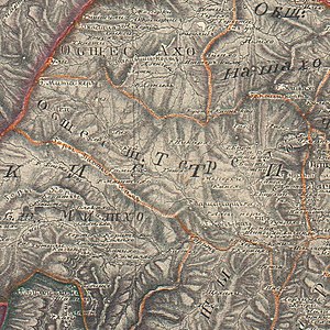 ТIиера на карте 1838 года