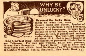 1926 US advertisement for lucky jewelry . &quo...