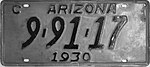 Номерной знак Аризоны 1930 года.jpg