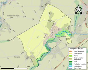 Carte en couleurs présentant l'occupation des sols.