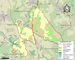 Carte en couleurs présentant l'occupation des sols.