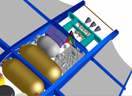 Schéma des différents composants du système de propulsion d'ARES.