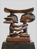 Headrest; by Luba people; 19th century; wood; height: 18.5 cm (7.2 in), width: 19 cm (7.4 in), thickness: 8 cm (3.1 in); Musée du quai Branly