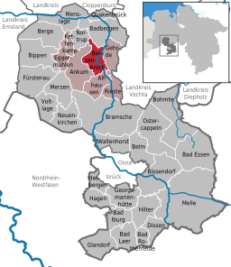 Läget för staden Bersenbrück i Landkreis Osnabrück