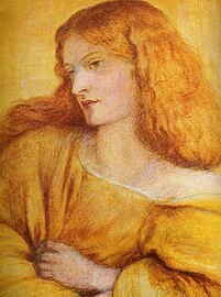 Dona en groc. Rossetti, 1863