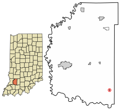 Location of Alfordsville in Daviess County, Indiana.