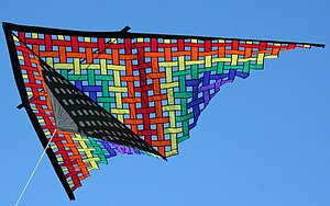Multicolored nylon lattice delta kite Français...