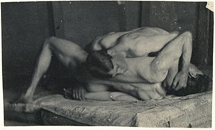 Étude photographique pour Les Lutteurs, vers 1895