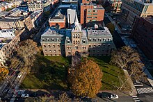 Edwin A. Stevens Hall in 2021, home to the Charles V. Schaefer Jr. School of Engineering and Science. Edwin A Stevens Hall Hoboken November 2021.jpg