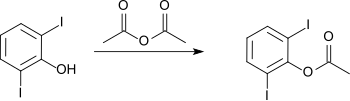 Veresterung von 2,6-Diiodphenol mit Essigsäureanhydrid