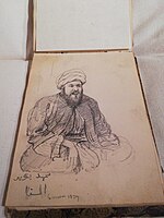 Extrait du carnet de dessins de Salvatore Cherubini, dessinateur de l'expédition et fils de Luigi Cherubini (v. 1829) ;