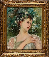 Portrait of a woman with a crown of flowers