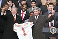 George W. Bush and Mack Brown with the 2005 Texas Longhorn football team