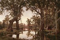Генри Джеймс Джонстон, «Вечерние тени, заводь Мюррея, Южная Австралия», 1880