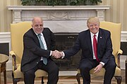 President Trump and Iraqi Prime Minister Haider al-Abadi Haider al-Abadi and Donald Trump in the Oval Office, March 2017.jpg
