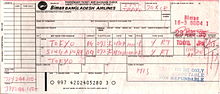 A handwritten flight coupon for Biman Bangladesh Airlines Handwritten flight coupon Biman Bangladesh Airlines.jpg