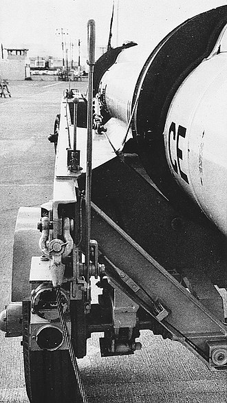 Closeup of IM-99A missile on trailer.