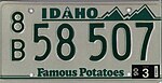 Номерной знак Айдахо 1990 года - 8B 58 507.jpg
