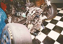 Aftermath of Jeff Andretti's crash at the 1992 Indy 500 JeffAndretti1992Indy500crash.jpg