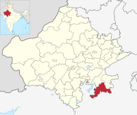 मानचित्र जिसमें झालावाड़ ज़िला Jhalawar district हाइलाइटेड है