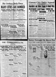 June 3, 1919, Newspapers of the 1919 United States anarchist bombings June 3 1919 Newspapers of the 1919 United States anarchist bombings.png