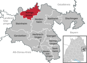 Poziția Königsbronn pe harta districtului Heidenheim