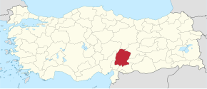 Poziția provinciei Kahramanmaraș în Turcia