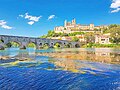 L'Orb, le Pont Vieux et la cathédrale Saint-Nazaire de Béziers.