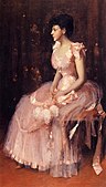"Lady in Pink," a portrait of Mariette Leslie Cotton by William Merritt Chase (1888-89, oil on canvas, 70 1/4 x 40 1/4 inches)