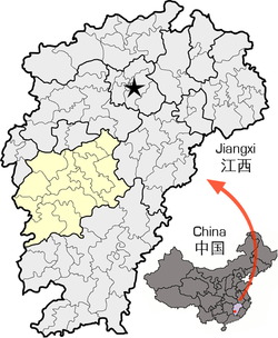 Местоположение на юрисдикцията на град Ji'an в Jiangxi