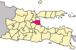 Locator map of East Java highlighting Sidoarjo