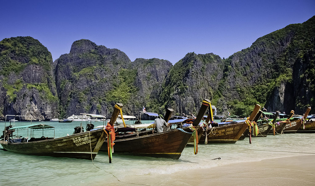 Longtail Boat At Maya Bay, Krabi, Thailand