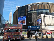 Madison Square Garden in 2024, with the Empire State Building in the background. MadisonSquareGarden2024.jpg