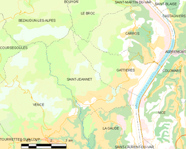 Mapa obce Saint-Jeannet
