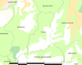 Mapa obce Thulay