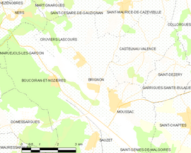 Mapa obce Brignon