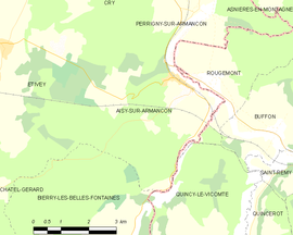 Mapa obce Aisy-sur-Armançon