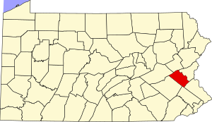 Карта Пенсильвании с указанием округа Лихай