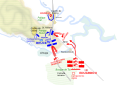 Mapa do primeiro dia da Batalha de Bannockburn.