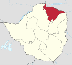 中馬紹納蘭省在津巴布韋的位置