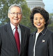 Chao and her husband, Mitch McConnell Mitch McConnell and Elaine Chao (cropped).jpg