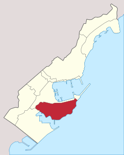 摩納哥城（紅色）在摩納哥的位置