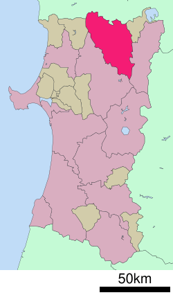 Location of Ōdate in Akita Prefecture