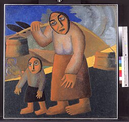 Kazimir Malevitš, Talonpoikaisnainen, ämpärit ja lapsi, 1912.