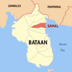 Mapa de Bataan con Samal resaltado