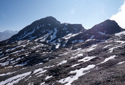 Der Piz Lunghin, vom Pass Lunghin aus betrachtet.