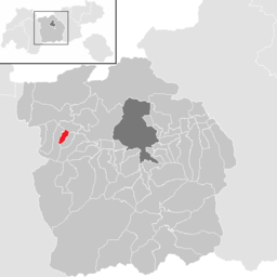 Kommunens läge i distriktet Innsbruck-Land